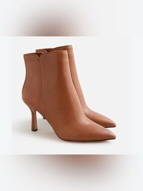 J.Crew Caramel Colored Pointed-Toe Tapered Heel Leather Ankle Booties US 12 NWOT